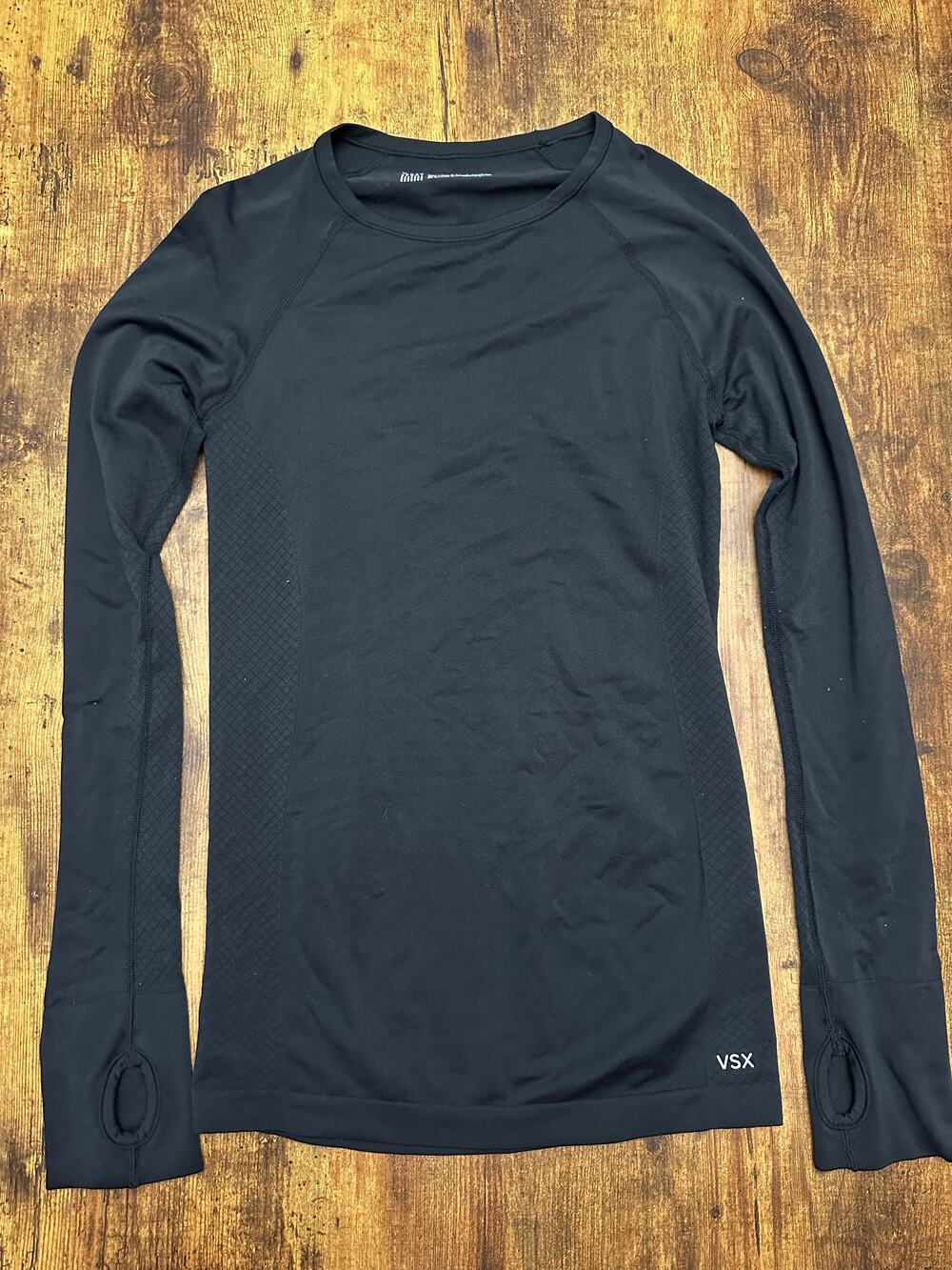 Victoria's Secret VSX Black Womenswear Long Sleeve Top with Raglan Seams Thumbho